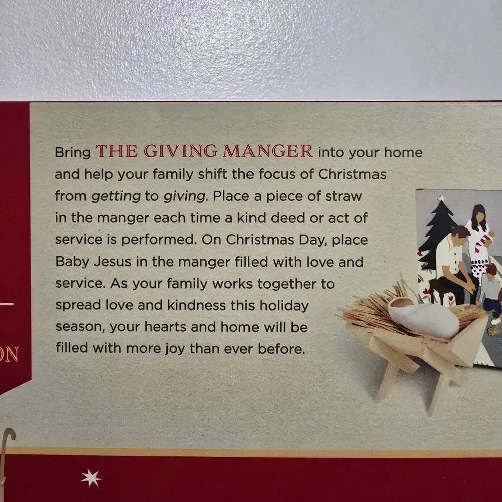 The Giving Manage Set Allison Hottinger HC Book Manger Straw Baby Jesus Nativity